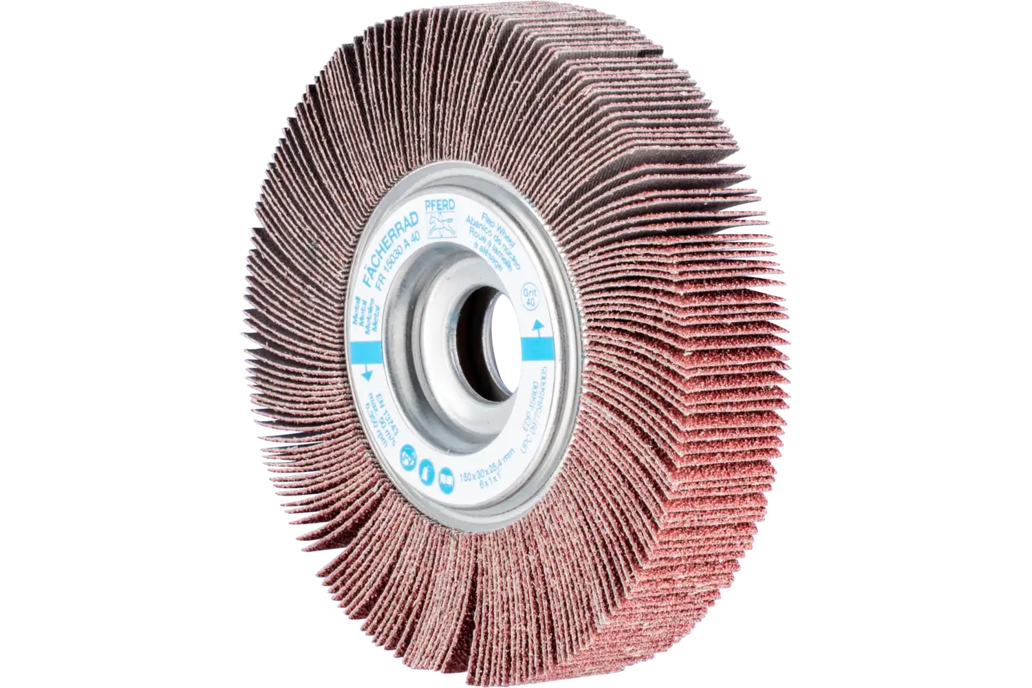 Picture of Pferd Unmounted Flap Wheel, 6" X 1, 1" Arbor, 40 Grit, Aluminum Oxide